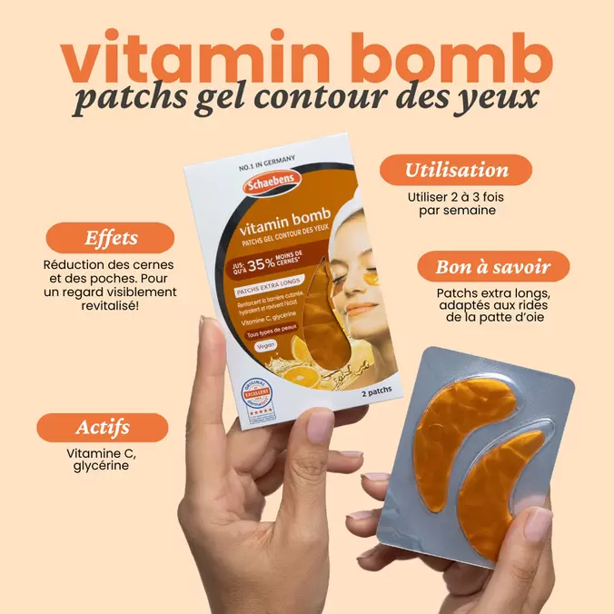 Vitamin bomb patchs gel contour des yeux offre à 1,59€ sur Schaebens