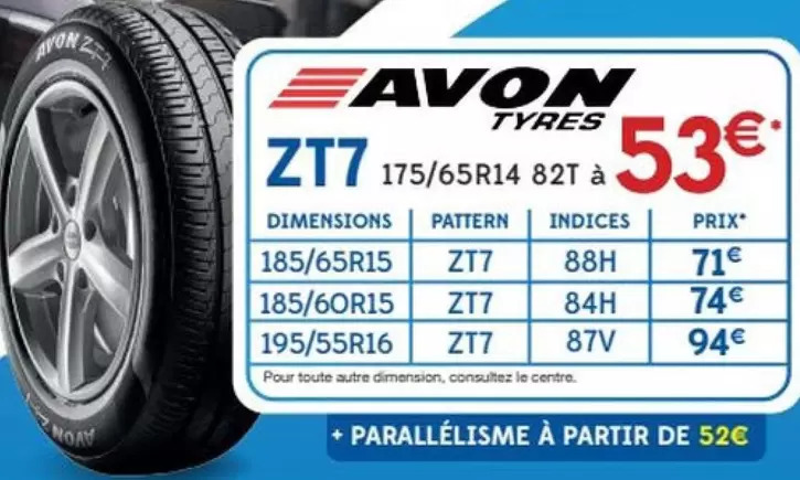 Avon Tyres -  ZT7 175/ 175/65R14 82T offre à 53€ sur Point S