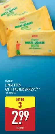 Twido - Lingettes Anti-bactériennes offre à 2,99€ sur Aldi