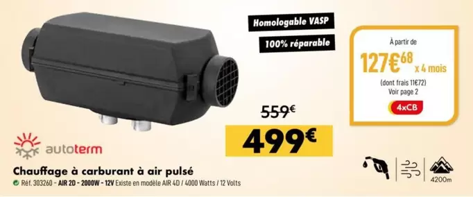 Autoterm - Chauffage À Carburant À Air Pulsé offre à 499€ sur Narbonne accessoires