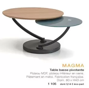 Table Basse Pivotante offre à 1105€ sur monsieur meuble