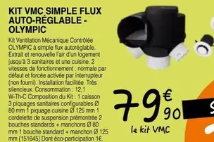 Kit Vmc Simple Flux Auto-Reglable-Olympic offre à 79,9€ sur Chretien Matériaux