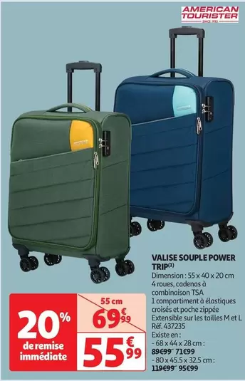 American Tourister - Valise Souple Power Trip offre à 55,99€ sur Auchan Hypermarché