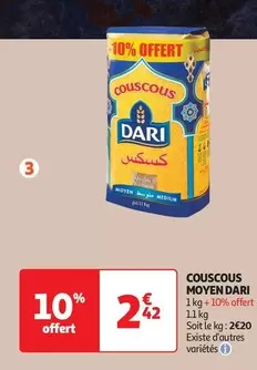 Dari - Couscous Moyen offre à 2,42€ sur Auchan Hypermarché