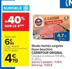 Carrefour - Steaks Hachés Surgelés Façon Bouchère Original offre à 6,99€ sur Cora