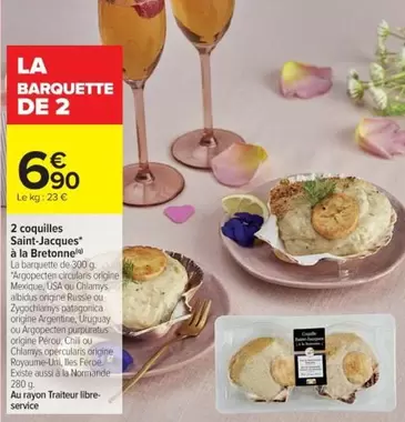 2 Coquilles Saint-jacques A La Bretonne offre à 6,9€ sur Cora