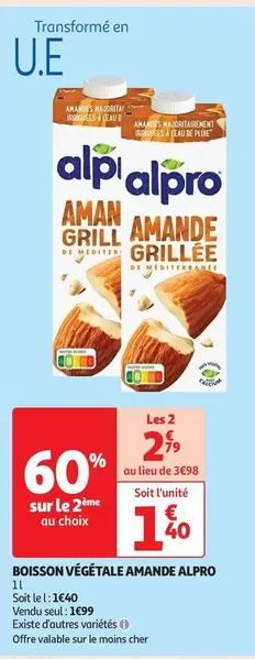 Alpro - Boisson Végétale Amande offre à 1,99€ sur Auchan Supermarché