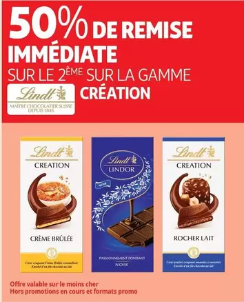 Lindt - Sur La Gamme Creation offre sur Auchan Supermarché