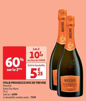 Maschio - Italie Prossecco DOC De Trevise offre à 7,49€ sur Auchan Supermarché