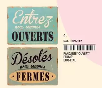 Ferm - Pancarte "Ouvert/ e" Etiquetal offre sur Metro