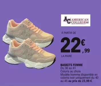 Baskets Femme offre à 22,99€ sur E.Leclerc