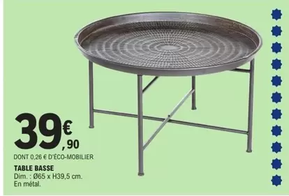 Table Basse offre à 39,9€ sur E.Leclerc