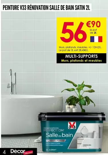 3V3 - Peinture Rénovation Salle De Bain Satin offre à 56,9€ sur Décor Discount