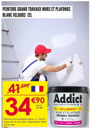 Peinture Grand Travaux Murs Et Plafonds Blanc Velours 12l offre à 34,9€ sur Décor Discount