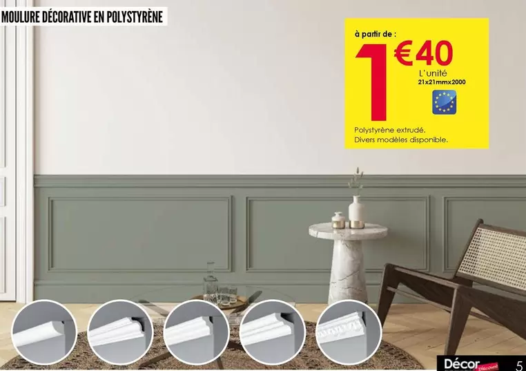 Moulure Décorative En Polustryre offre à 1,4€ sur Décor Discount