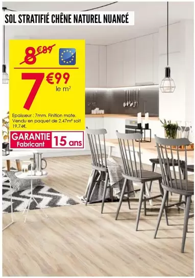 Sol Stratifié Chêne Naturel Nuance offre à 7,99€ sur Décor Discount