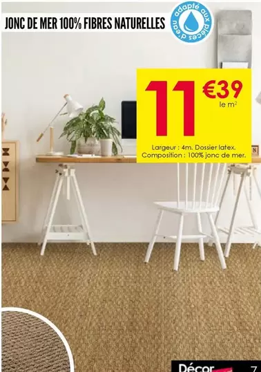 Jonc De Mer 100% Fibres Naturelles offre à 11,39€ sur Décor Discount