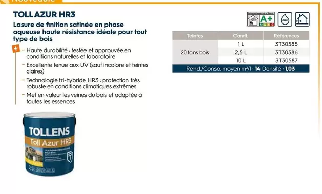 Tollens - Tollerazur Hr3 offre sur Tollens