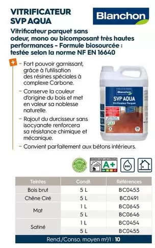 Blanchon - Vitrificateur Svp Aqua offre sur Tollens