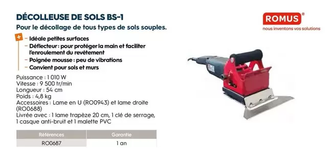 Décolleuse De Sols Bs-1 offre sur Tollens