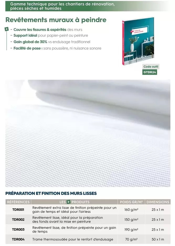 Revêtements Muraux À Peindre offre sur Tollens