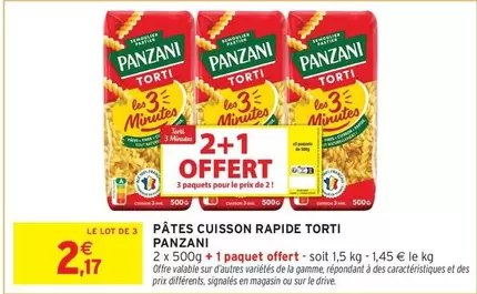 Panzani - Pâtes Cuisson Rapide Torti offre à 2,17€ sur Intermarché Express