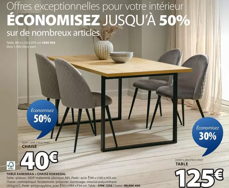 Table offre à 40€ sur JYSK