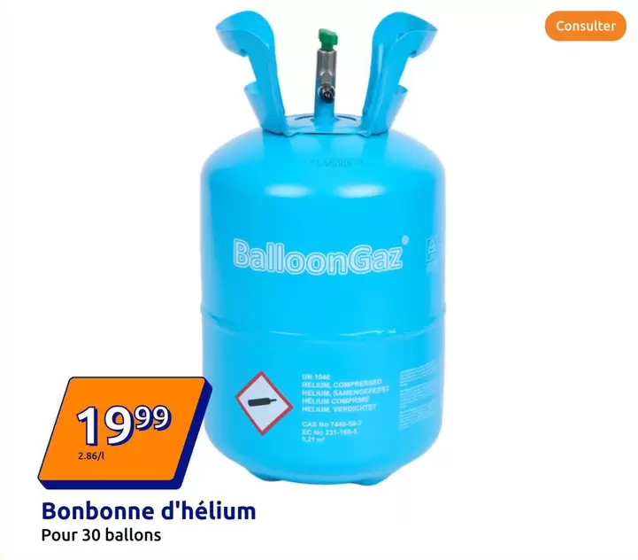 Bonbonne d'Hélium offre à 19,99€ sur Action