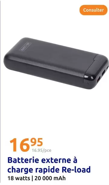 Watts - Batterie Externe À Charge Rapide Re-load offre à 16,95€ sur Action