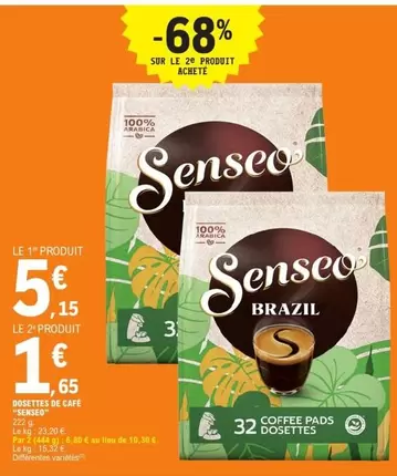 Senseo - Dosettes De Cafe offre à 5,15€ sur E.Leclerc