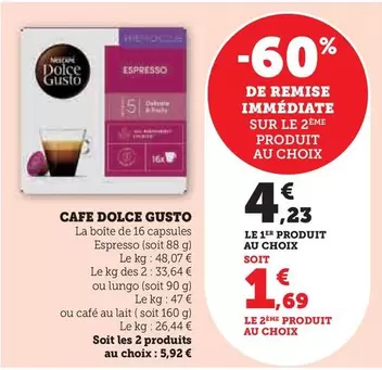 Nescafé - Cafe Dolce Gusto offre à 4,23€ sur Super U