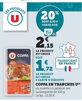 U - Coppa En Tranches offre à 2,15€ sur U Express