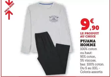 Pyjama Homme offre à 9,9€ sur Hyper U