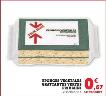 Prix Mini - Eponges Vegetales Grattantes Vertes offre à 0,67€ sur U Express