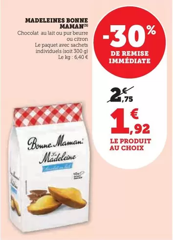 Bonne Maman - Madeleines offre à 1,92€ sur Super U