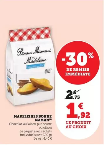 Bonne Maman - Madeleines offre à 1,92€ sur Super U