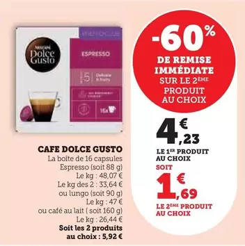 Nescafé - Cafe Dolce Gusto offre à 4,23€ sur Super U