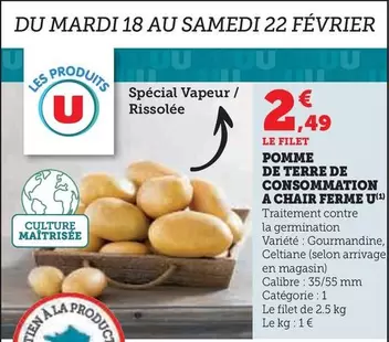 U - Pomme De Terre De Consommation A Chair Ferme offre à 2,49€ sur U Express