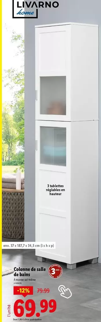 Livarno Home - Colonne De Salle De Bains  offre à 69,99€ sur Lidl