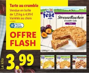 Alpen Fest - Tarte Au Crumble offre à 3,99€ sur Lidl