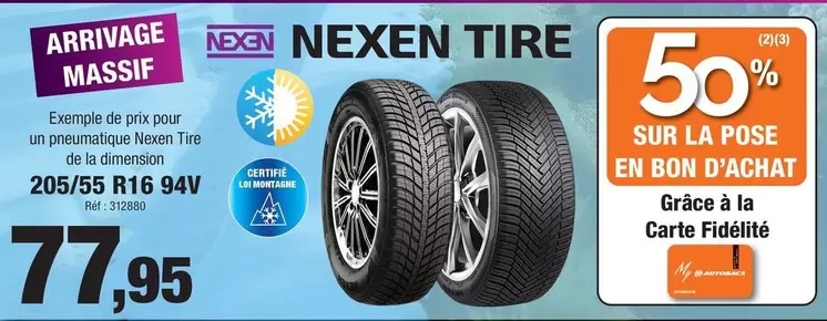 Nexen - Exemple De Prix Pour Un Pneumatique offre à 77,95€ sur Autobacs