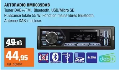 Caliber - Autoradio RMD035DAB offre à 44,95€ sur Autobacs