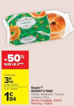 Regent'S Park - Bagels offre à 3,69€ sur Carrefour Contact