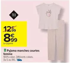 Tex - Pyjama Manches Courtes Femme offre à 8,99€ sur Carrefour Contact