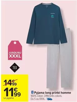 Tex - Pyjama Long Printé Homme offre à 11,99€ sur Carrefour Contact