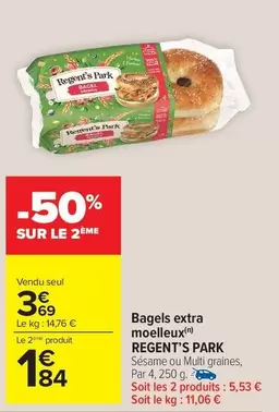 Regent'S Park - Bagels Extra Moelleux offre à 3,69€ sur Carrefour Market