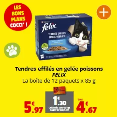 Purina - Tendres Effilés En Gelée Poissons Felix offre à 5,97€ sur Coccimarket