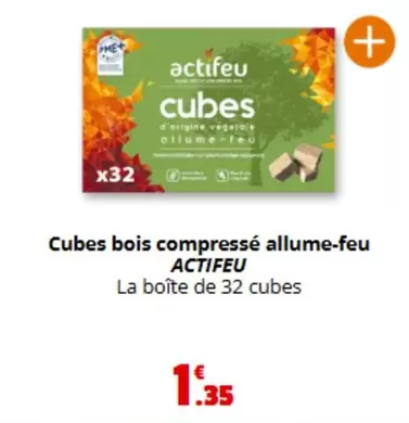 Actifeu - Cubes Bois Compressé Allume Feu offre à 1,35€ sur Coccinelle Supermarché