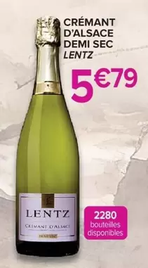 Lentz - Cremant D'Alsace Demi Sec offre à 5,79€ sur Cora