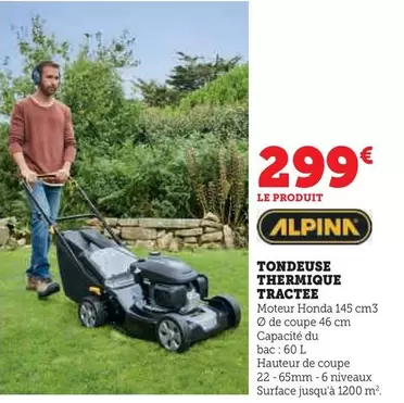 Alpinn - Tondeuse Thermique Tractee offre à 299€ sur Super U